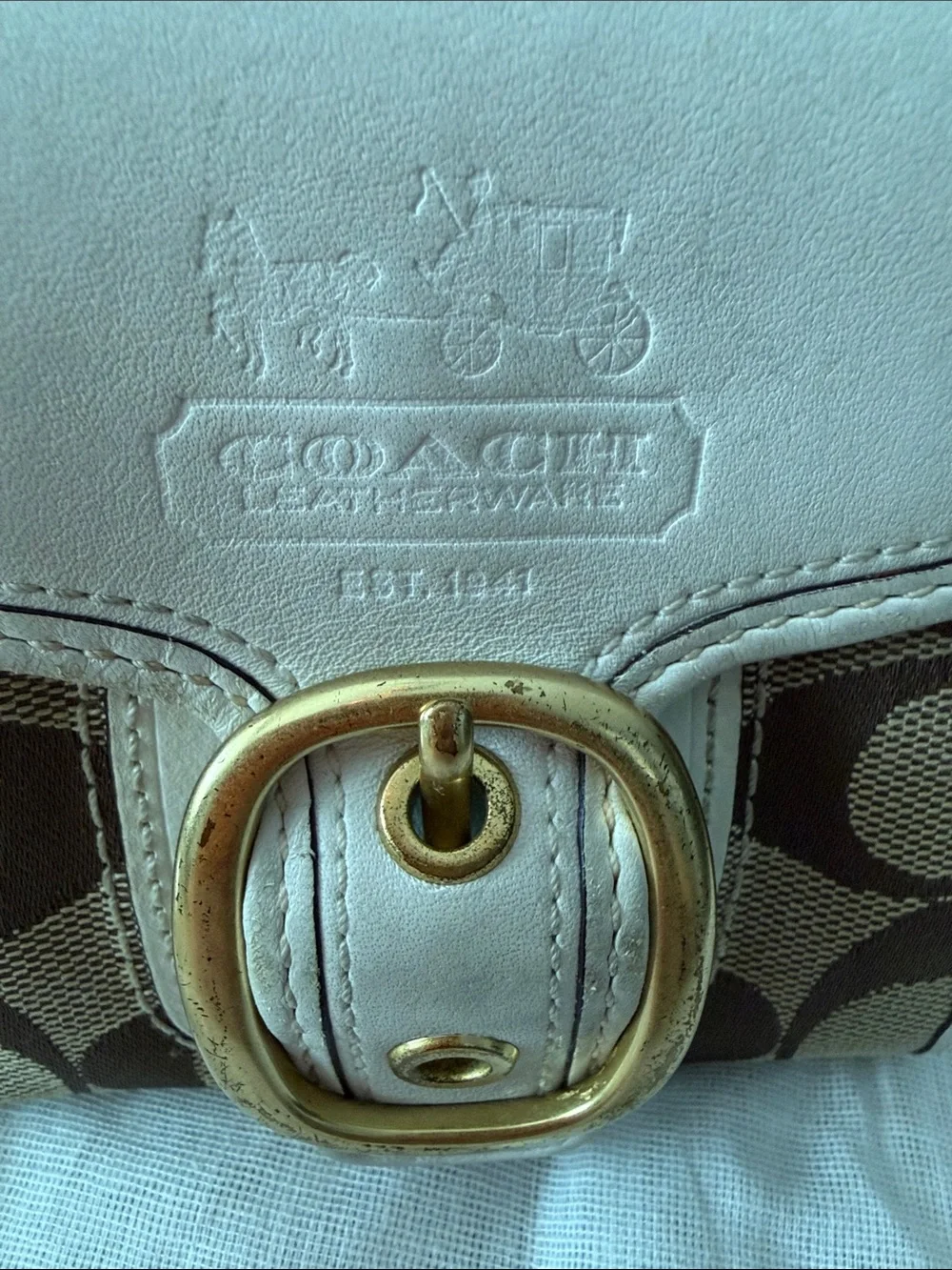Coach Vintage Bleeker Signature Canvas Wallet with Tattersall Lining SoHo Buckle